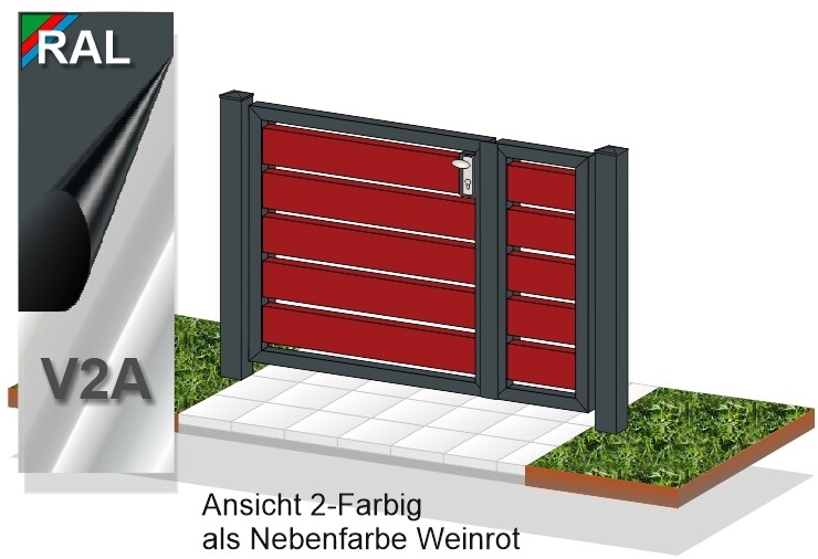 Gartentür "Sichtschutz" 2-flüglig  ALU farbbeschichtet
