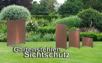 Gartenstele Design Cortenstahl-Optik Blickdicht ALU und Edelstahl