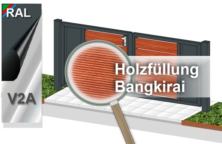 Gartentor "Sichtschutz" 2-flüglig Mix Holz farbbeschichtet