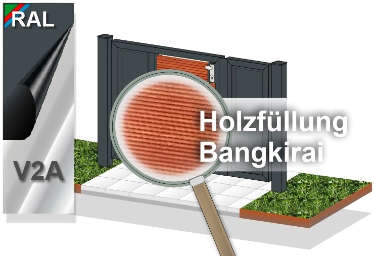 Gartentür "Sichtschutz" 2-flüglig MIX Holz farbbeschichtet