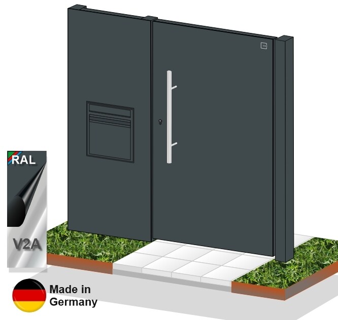 Gartentür "Flatt" - Briefkasten - Paketbox Element Flächenbündig