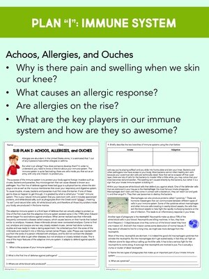 Science Literacy Sub Plan- IMMUNE SYSTEM
