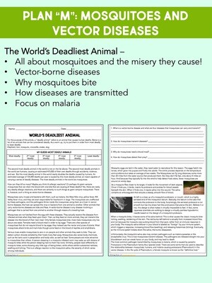 Science Literacy Sub Plan- MOSQUITOES AND VECTOR DISEASES