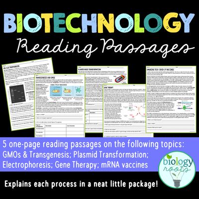 Biotechnology Reading Passages Biotechnology Reading Passages