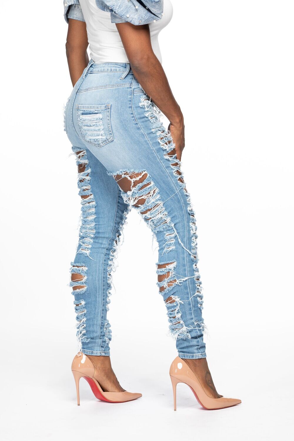 Front Back Destruction Jeans