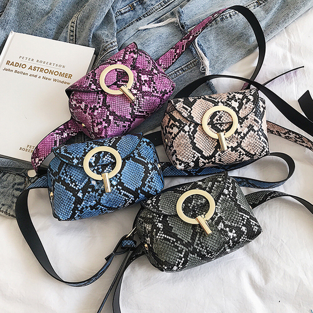 Snake pattern belt bags