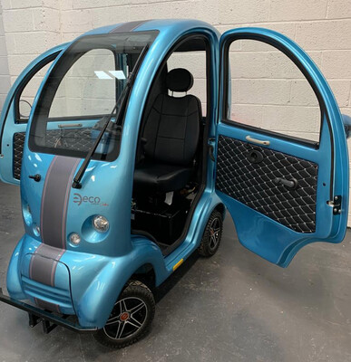 EASYLIFE ECO CABIN SCOOTER - LIGHT BLUE WITH DIAMOND QUILTED DOOR PANELS