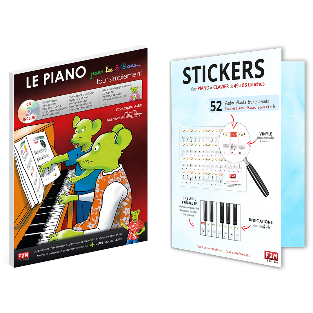 Offre DUO - LE PIANO pour les 5/8 Ans + Stickers pour PIANO et CLAVIER de 49 à 88 touches