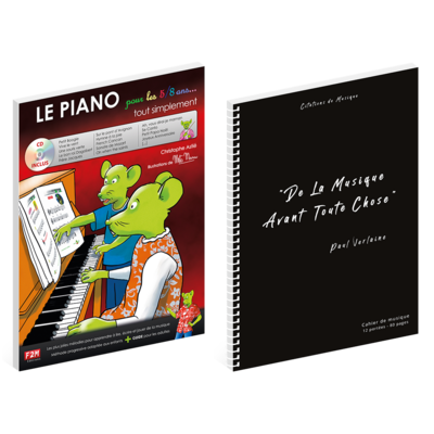 Offre DUO - LE PIANO pour les 5/8 ans + Cahier de musique Verlaine - 12 portées - 80 pages prédécoupées