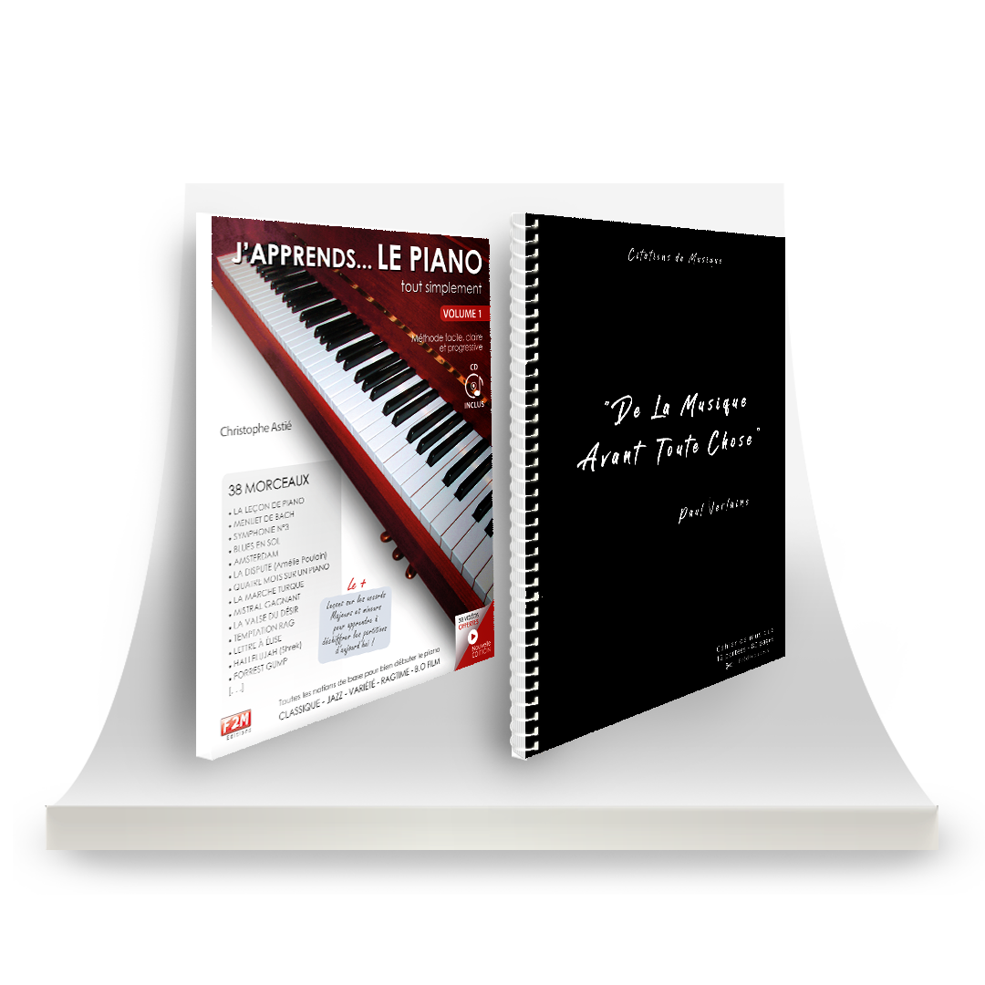Offre DUO - J'apprends LE PIANO tout simplement - Vol 1 + Cahier de musique Verlaine - 12 portées - 80 pages prédécoupées