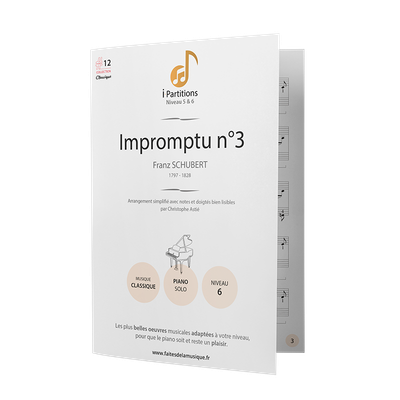 Franz SCHUBERT - Impromptu n°3 - I-Partitions - NIVEAU 6