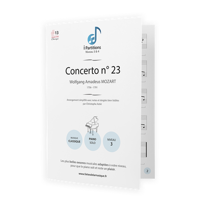 Wolfgang Amadeus MOZART - Concerto n°23 - I-Partitions - NIVEAU 3