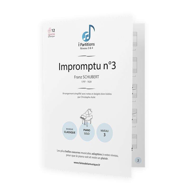 Franz SCHUBERT - Impromptu n°3 - I-Partitions - NIVEAU 3
