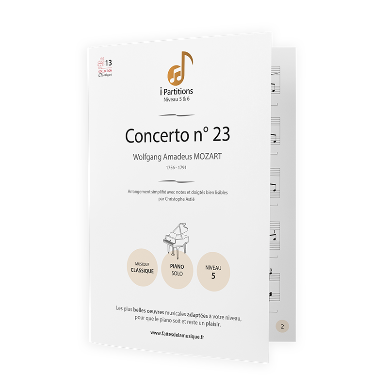 Wolfgang Amadeus MOZART - Concerto n°23 - I-Partitions - NIVEAU 5