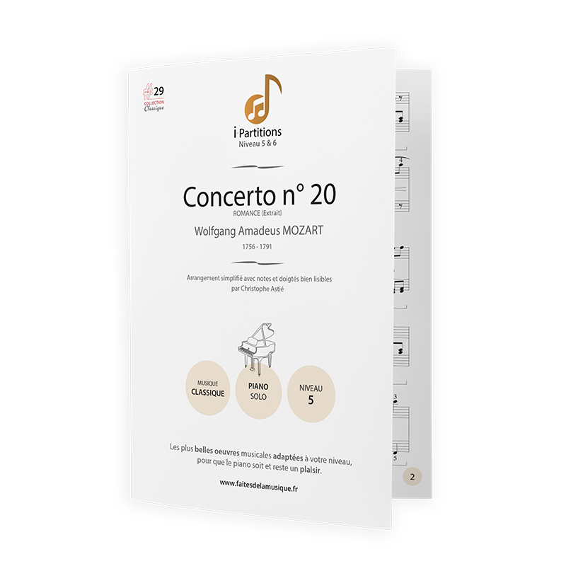 Wolfgang Amadeus MOZART - Concerto n°20 (Extrait de Romance) - I-Partitions - NIVEAU 5