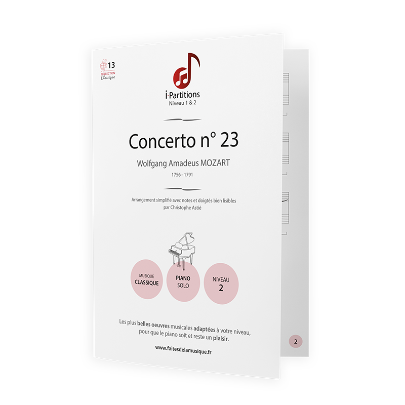 Wolfgang Amadeus MOZART - Concerto n°23 - I-Partitions - NIVEAU 2