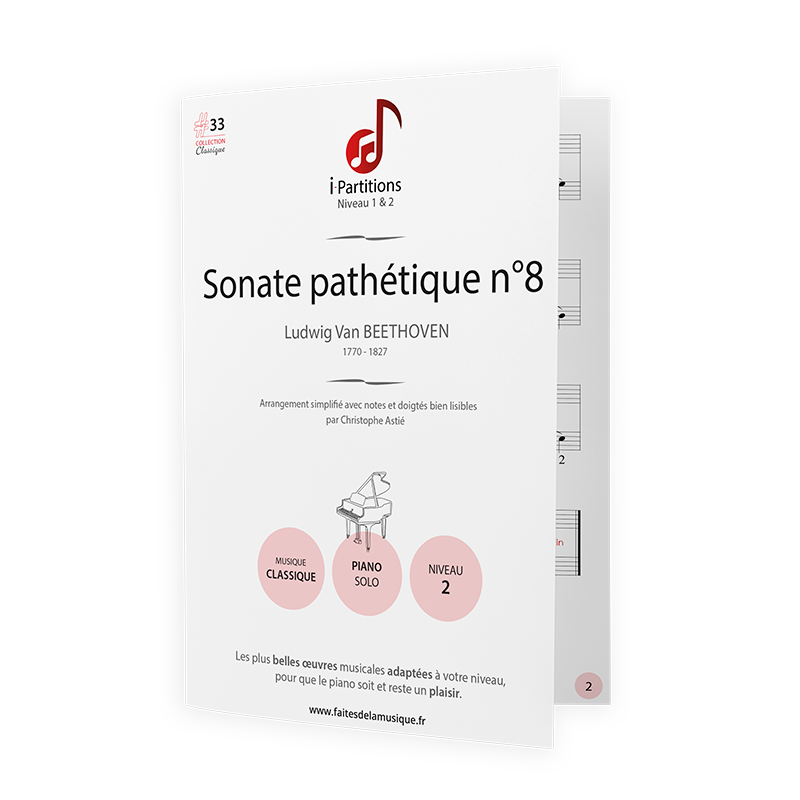 L.V Beethoven - Sonate Pathétique n°8 - I-Partitions - NIVEAU 2