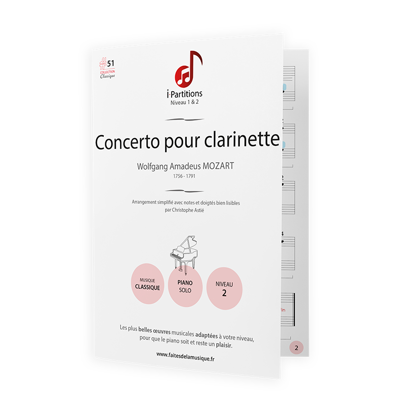 Wolfgang Amadeus MOZART - Concerto pour clarinette - I-Partitions - NIVEAU 2