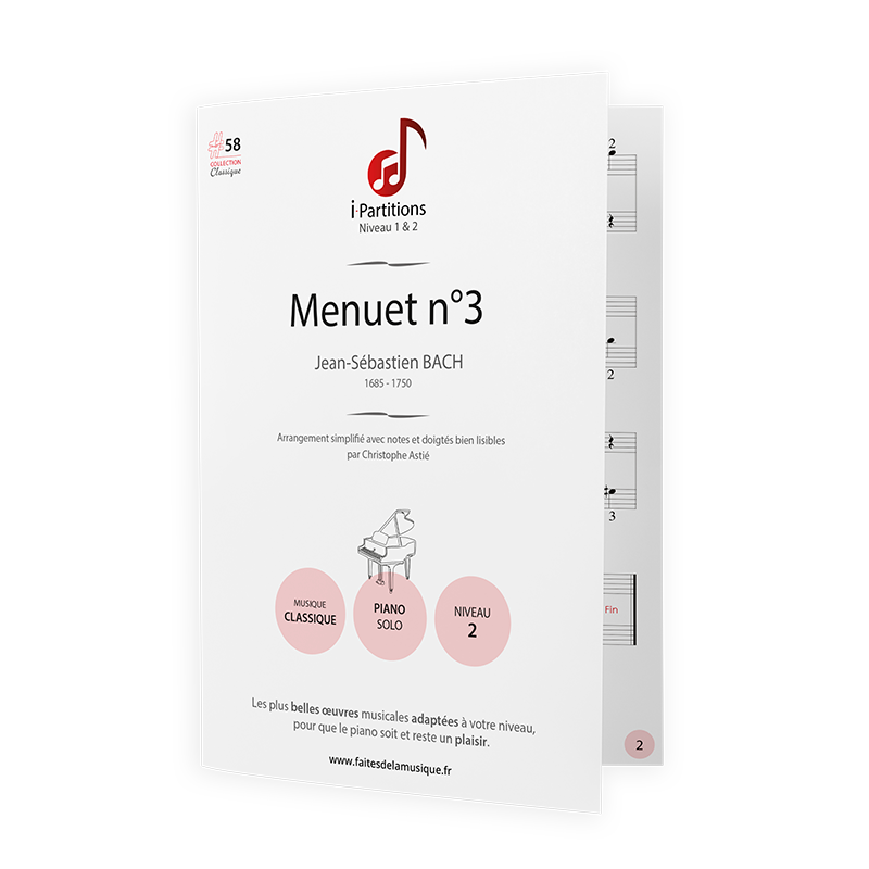 Jean-Sébastien BACH - Menuet n°3 - I-Partitions - NIVEAU 2