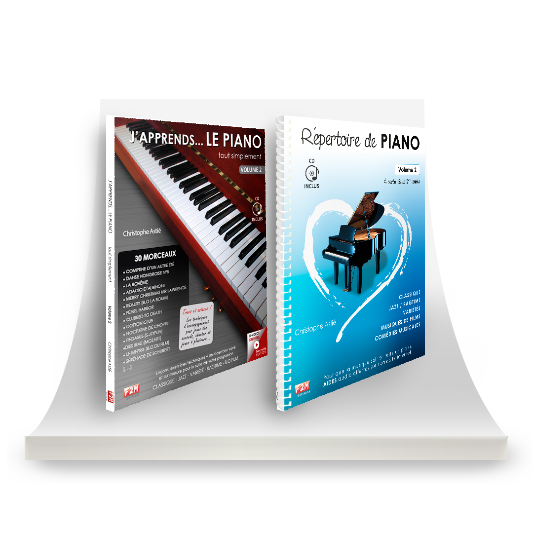 Offre DUO - J&#39;apprends LE PIANO tout simplement - Vol 2 + Répertoire de PIANO - Vol 2