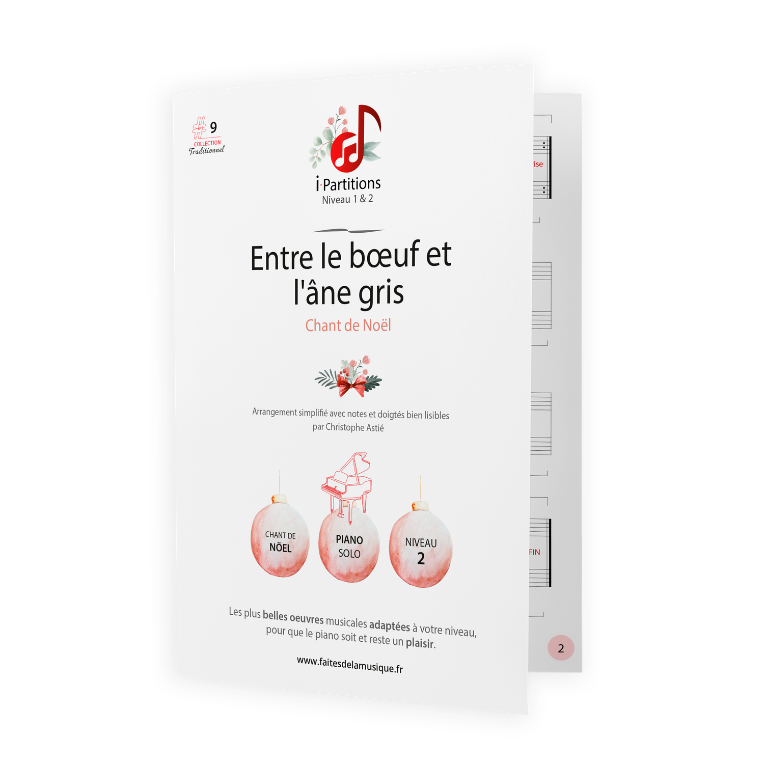 Chant de Noël - Entre le bœuf et l&#39;âne gris - I-Partitions - NIVEAU 2