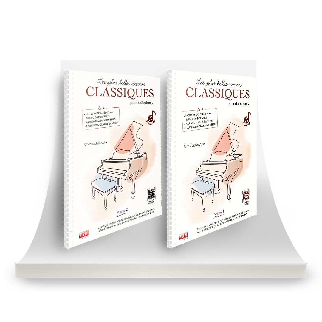 Offre DUO BIG NOTES - Les plus belles œuvres CLASSIQUES pour débutants - Vol 1 + Vol 2