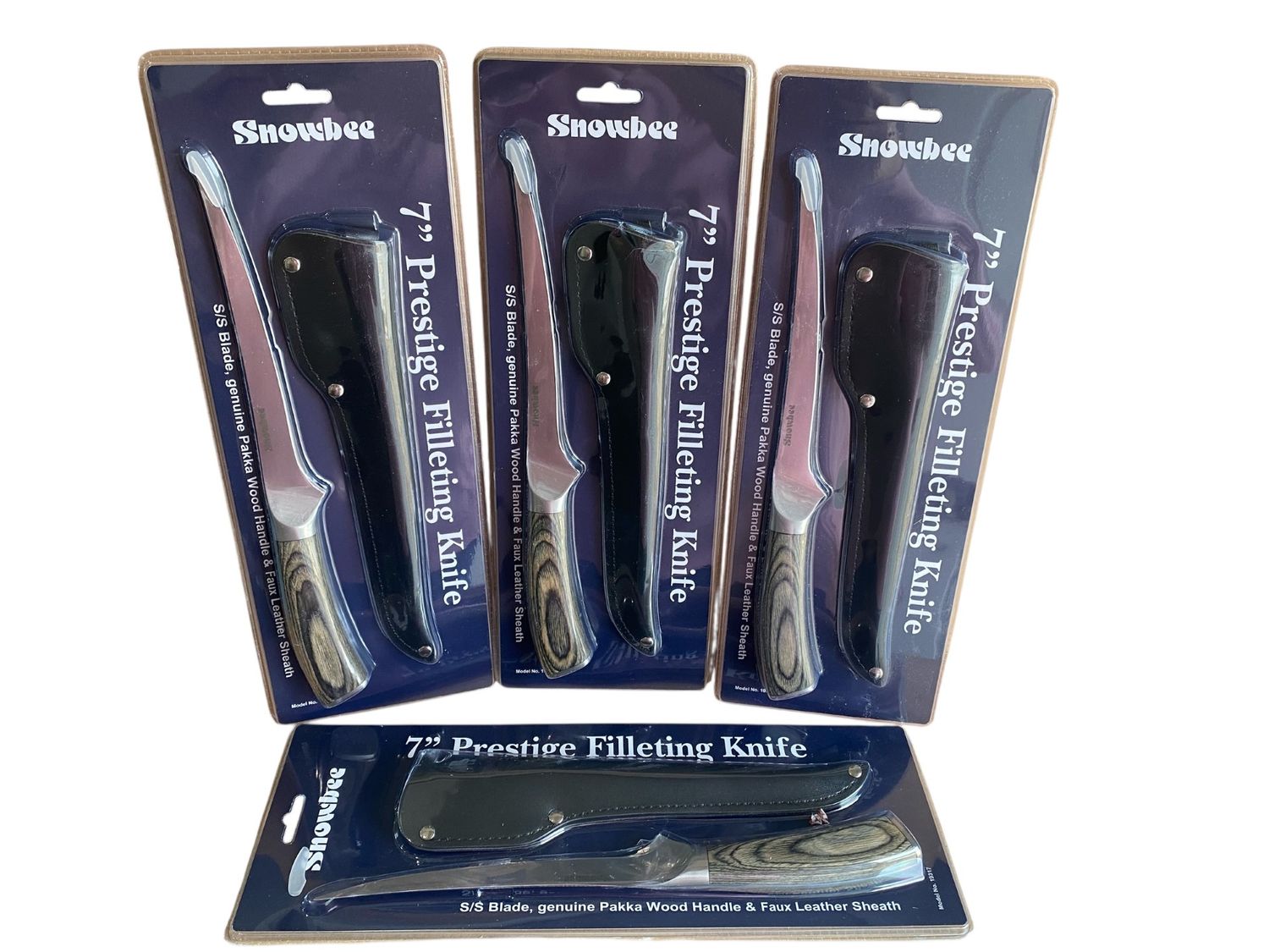 Snowbee 7&quot; Prestige Filleting Knife with S/S Blade, Genuine Pakka Wood Handle and Faux Leather Sheath