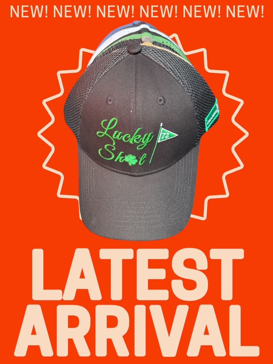 Lucky Shot Black and Green Stich,  Soft Mesh Back,