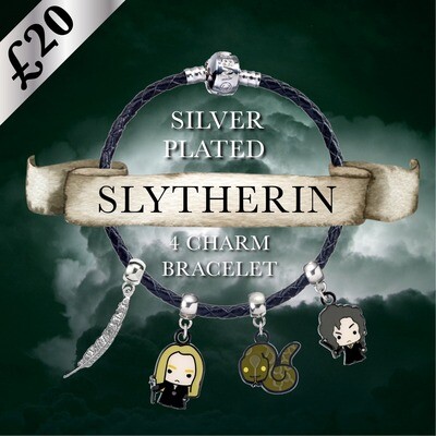 Harry Potter Silver Plated 4 Charm Slytherin Bracelet