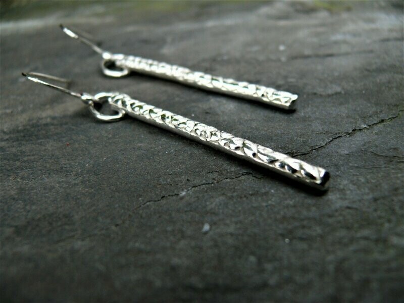 Boho  Silver Bar Earrings
