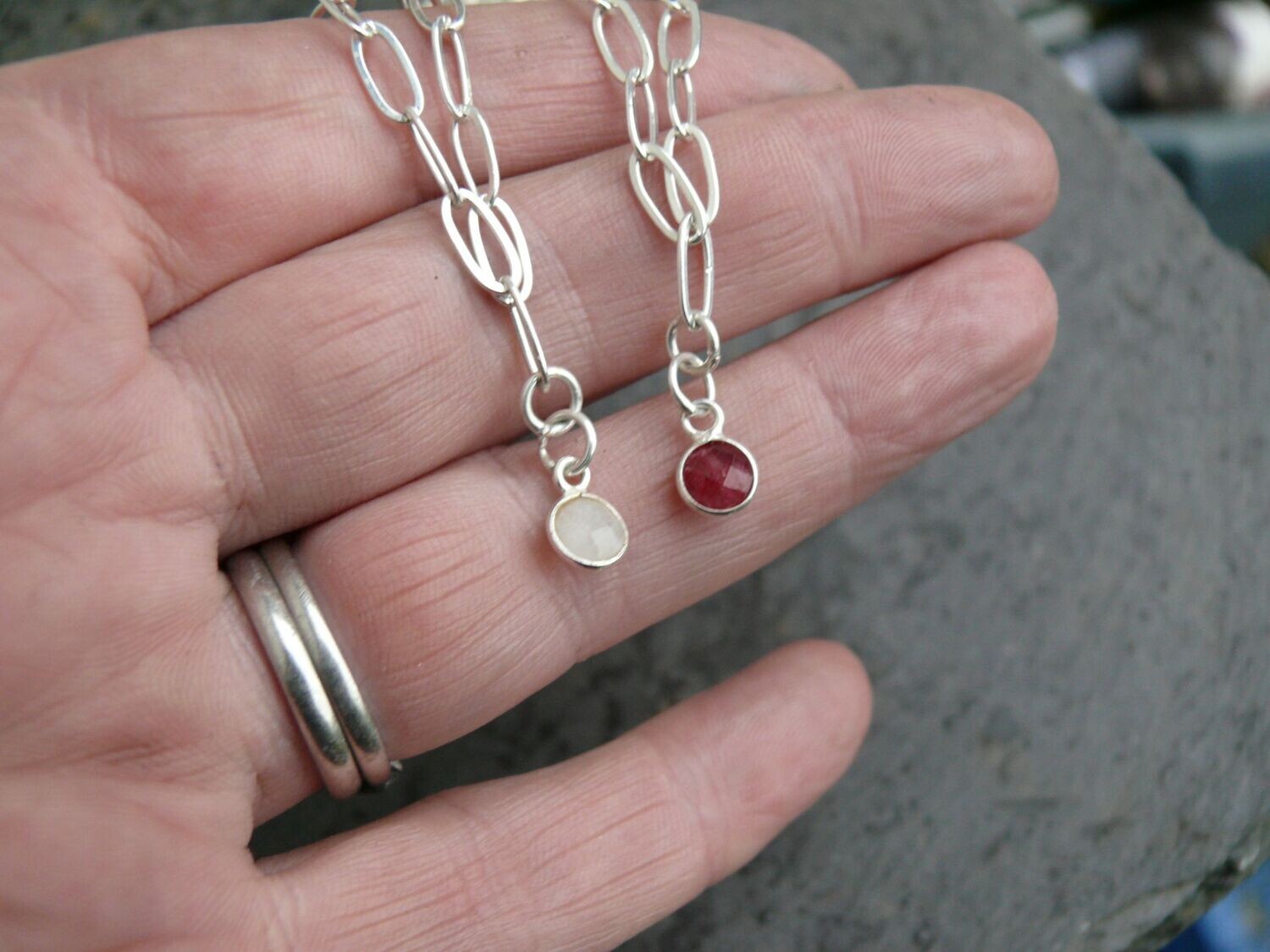 Moonstone Paperclip Chain Bracelet