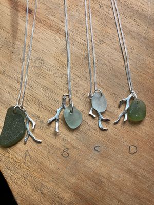 Sea Glass & Seaweed Pendant