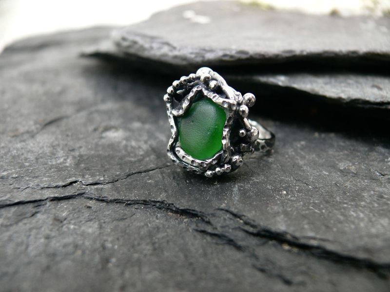 Sea Glass Tangled Ring