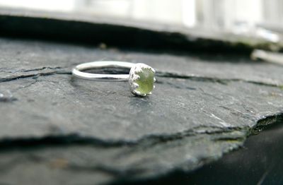 Dainty Peridot Green See Glass Ring