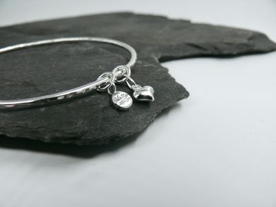 Two Charm Bangle - Heart