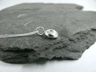 Aquamarine Silver Pebble Necklace