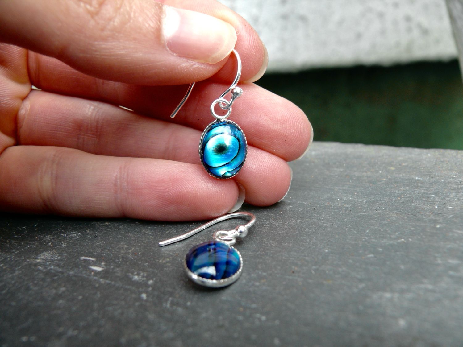Blue Abalone Shell Earrings