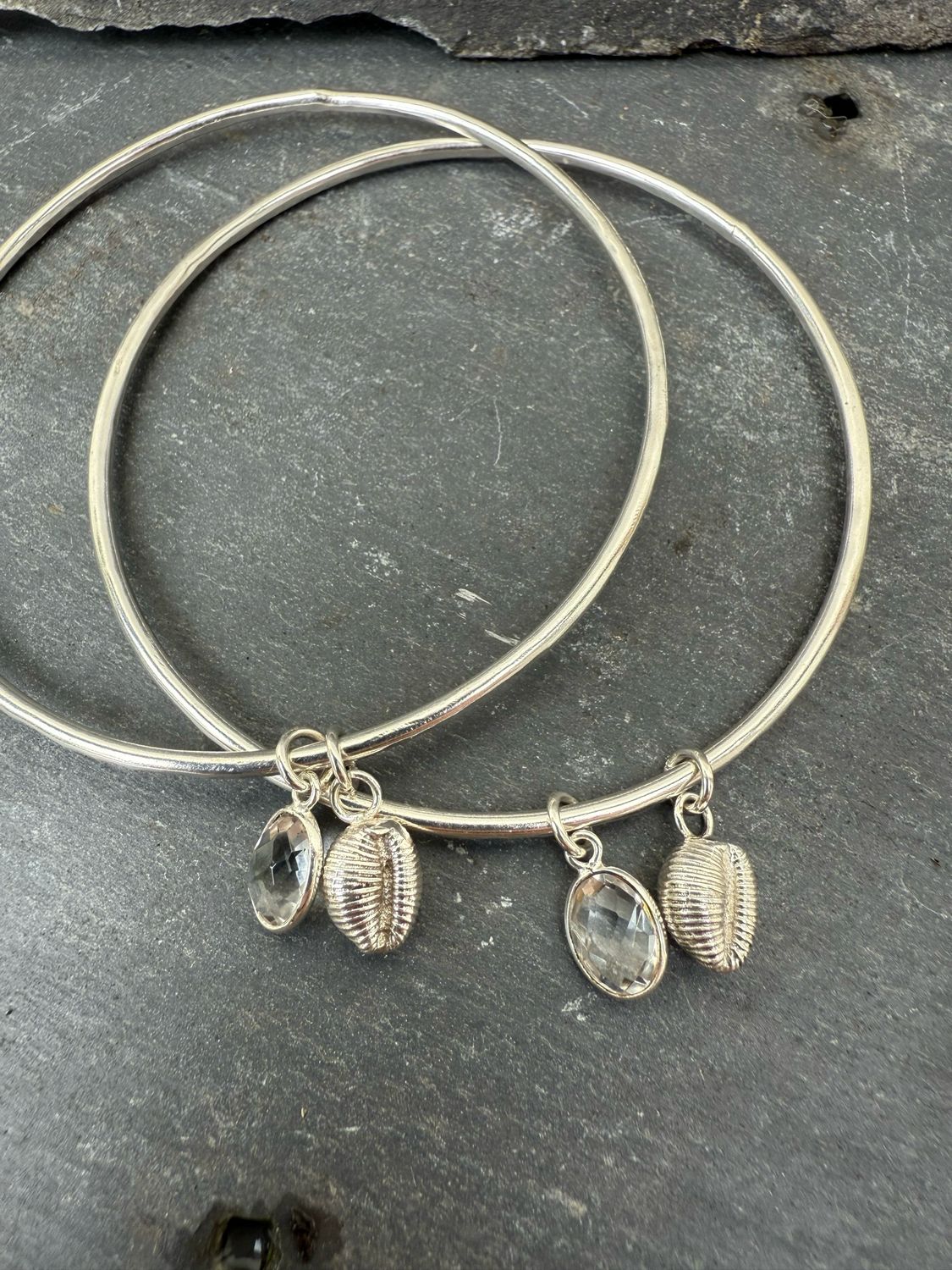 Cowrie Shell & Quartz Bangle