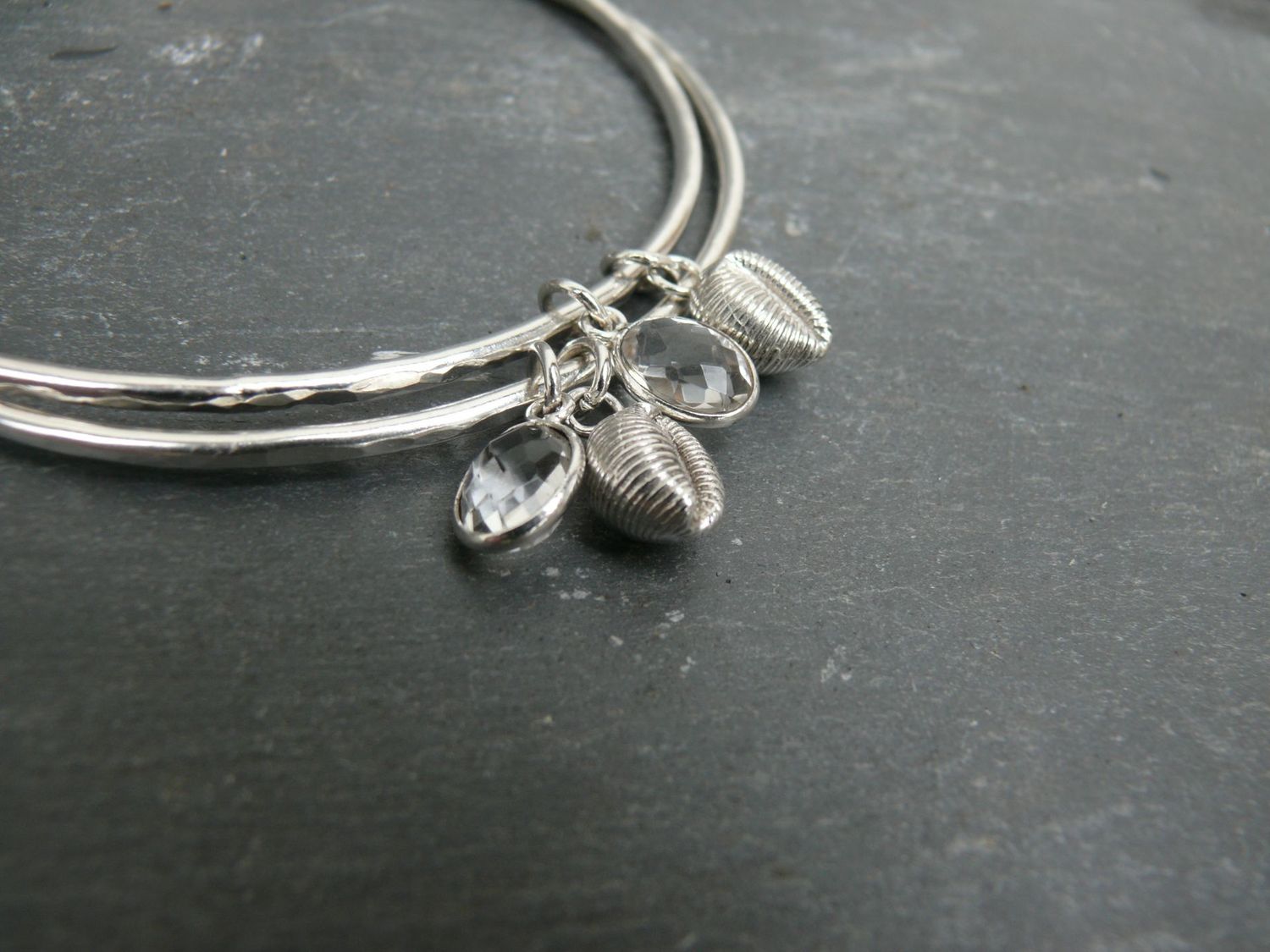Cowrie Shell & Quartz Bangle - Groatie Bucky