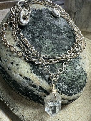 Silver Hagstone & Herkimer Diamond Bracelet