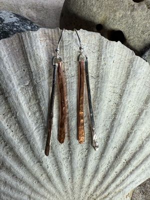 Silver & Copper Hammered Earrings Silver & Copper Hammered Earrings