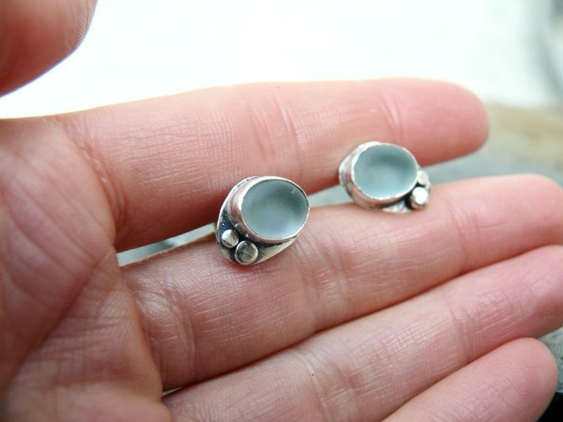 Sea Glass Stud Earrings Sea Glass Stud Earrings