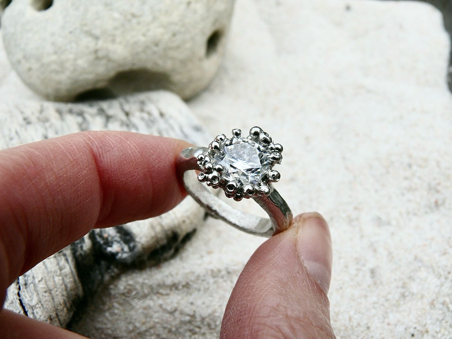 Shores Ring | Silver & Moissanite Solitaire