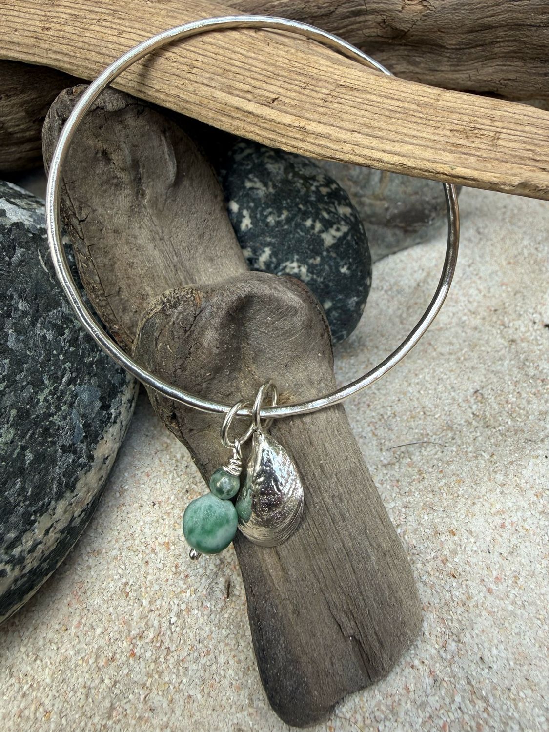 Arisaig Silver Mussel Shell & Ocean Jasper Bangle Arisaig Silver Mussel Shell & Ocean Jasper Bangle