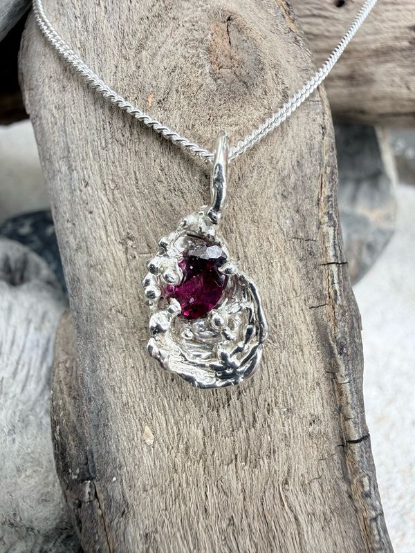 Sunset Tide Textured Silver Ocean Necklace Sunset Tide Textured Silver Ocean Necklace