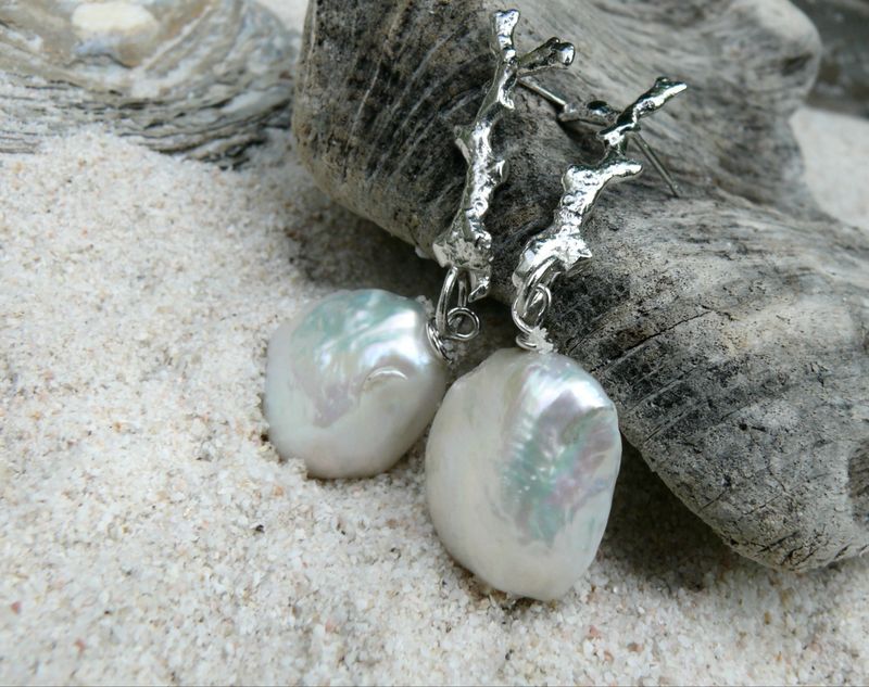 Selkie Bridal Earrings | Silver & Keshi Pearl Earrings