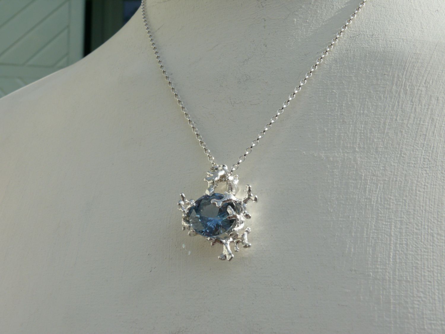 Selkie Dreams 1 | Sculptural Sapphire & Silver Necklace Selkie Dreams 1 | Sculptural Sapphire & Silver Necklace
