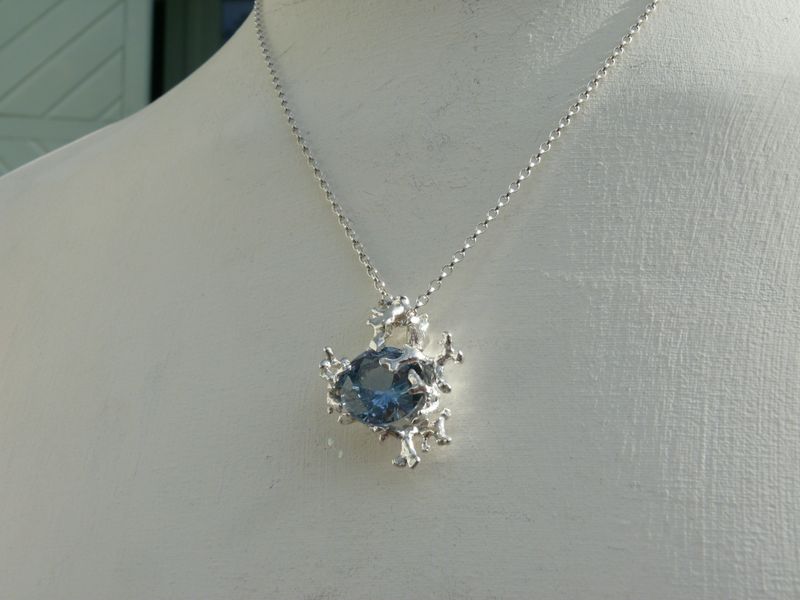 Selkie Dreams 1 | Sculptural Sapphire & Silver Necklace
