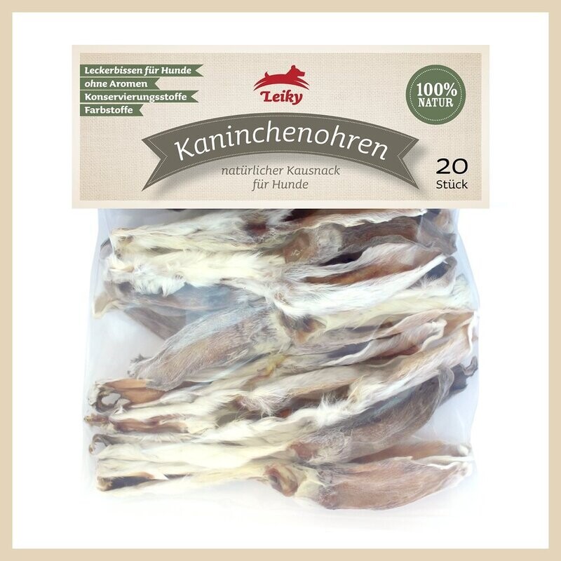 Leiky Kaninchenohren mit Fell 250g Leiky Kaninchenohren mit Fell 250g
