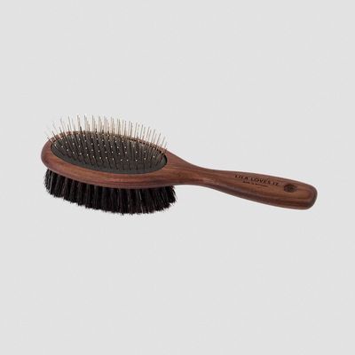 LILA LOVES IT Doppelseitige Hundebürste aus Nussbaumholz